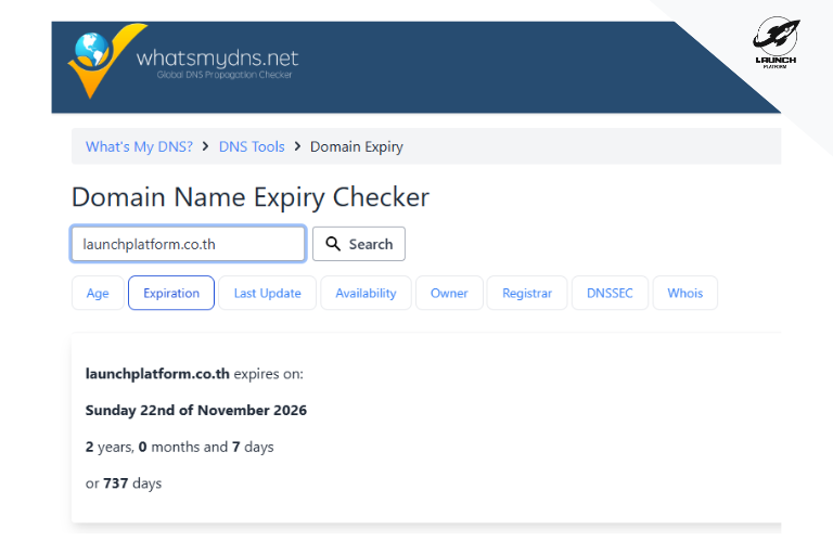 เช็กวันหมดอายุโดเมน