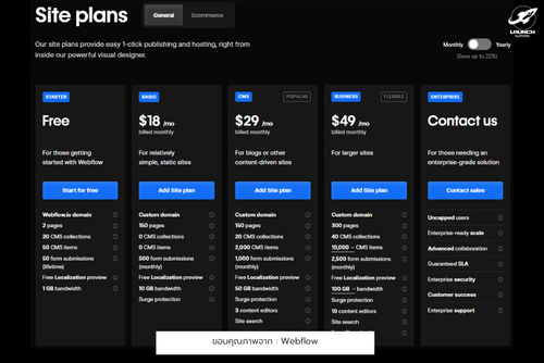 ราคาโปรแกรม webflow
